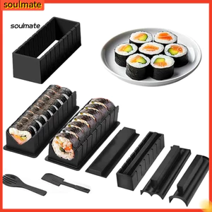 Linh hồn| Máy rửa chén Dụng cụ Sushi an toàn Khuôn Sushi cấp thực phẩm 10 chiếc Bộ làm Sushi Diy với 8 khuôn Pp cấp thực phẩm – Máy làm cuộn Sushi dễ dàng cho người mới bắt đầu Máy rửa chén an toàn cho gia đình