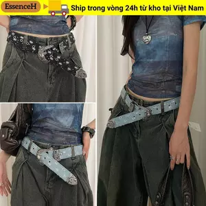 Thắt lưng quần jean ESSENCEH, Thắt lưng da PU Y2K, Thắt lưng quần jean Hiphop cá nhân