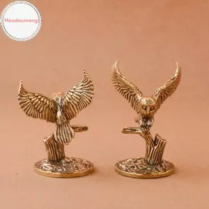 Houdou Cổ Đồng Thau Cú Thu Nhỏ Các Bức Tượng Nhỏ Retro Đồng Động Vật Trà Thú Cưng Để Bàn Trang Trí Trang Trí Thủ Công Động Vật Các Bức Tượng Nhỏ VN