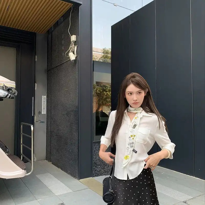 Váy Nữ Chấm Bi Nâu Mới Đen Pháp Chữ A