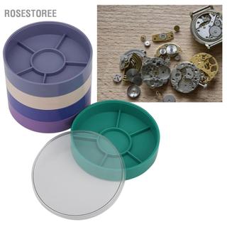 rosestoree Hộp lưu trữ 5 lớp cho bộ phận đồng hồ, dụng cụ sửa chữa chuyển động, thành phần trục vít (Tròn)