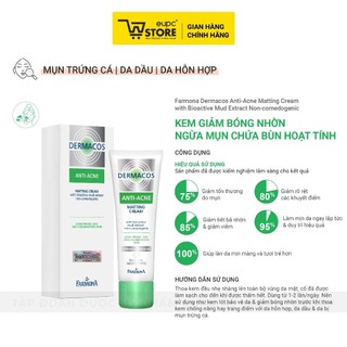 Combo Gel Rửa Mặt & Kem Giảm Bóng Nhờn Dermacos Làm Sạch Sâu, Hỗ Trợ Kiểm Soát Dầu & Cải Thiện Tình Trạng Mụn