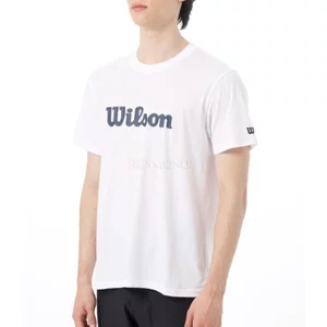 Quần vợt nam Wilson in bảng chữ cái ngắn tay 200GSM Áo sơ mi thông thường chất lượng cao mềm mại