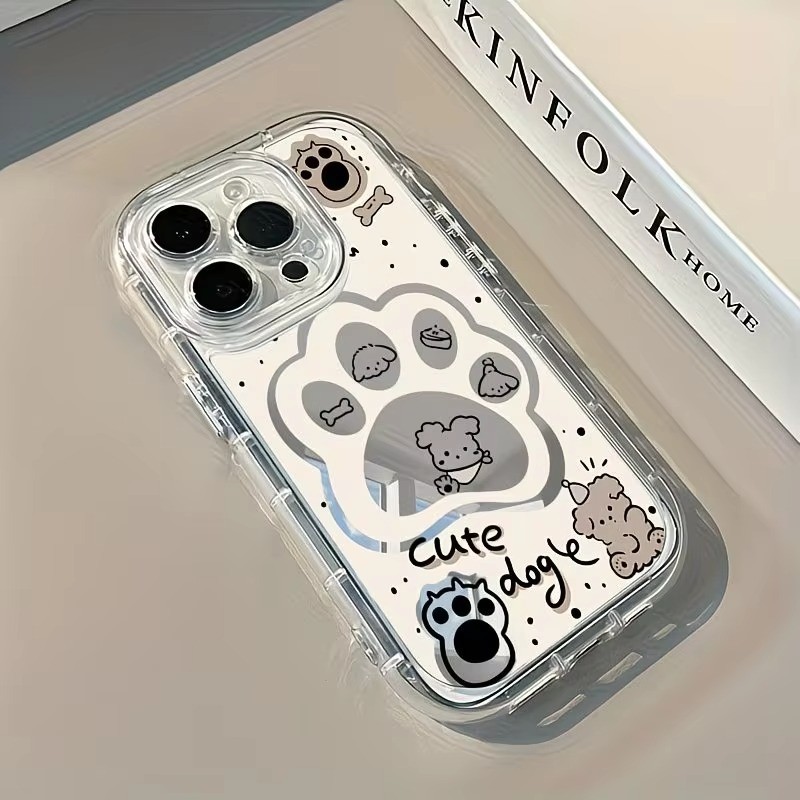 Ốp Điện Thoại Hoạt Hình Chó Mèo Dễ Thương Cho iPhone 17 16 15 14 11 Pro Max 12 13 7 8Plus X XS XR 16E 17E Mèo Vuốt Gương Chống Sốc