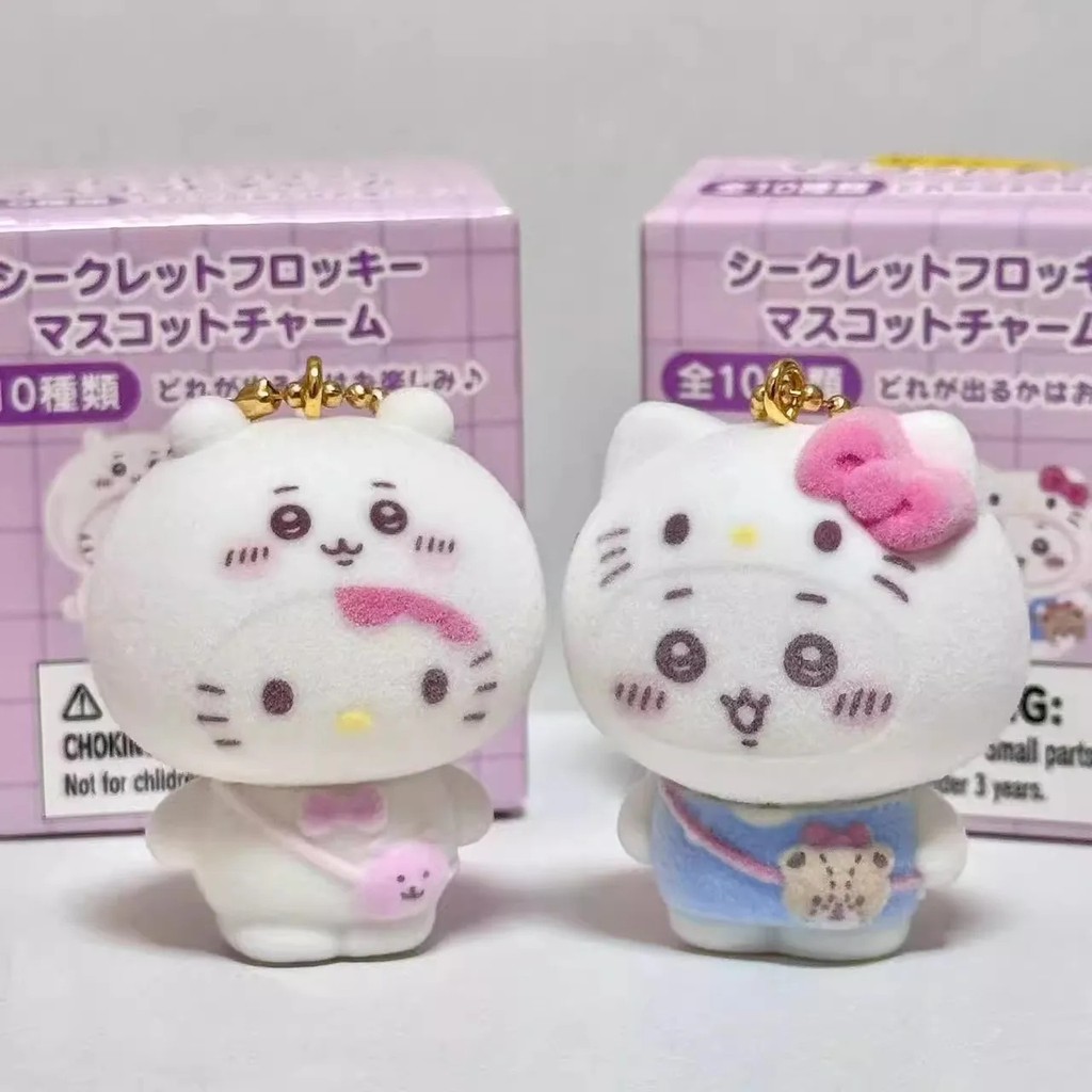 Mới Chikawa X Sanrio Mù Hộp Kawaii Dễ Thương Hello Kitty Giai Điệu Kuromi Móc Khóa Mặt Dây Chuyền Đồ Chơi Trẻ Em Quà Tặng Hachiware Usagi Momonga