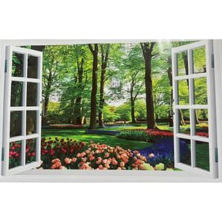 Decal hình cửa sổ mẫu 2 dán tường có keo siêu bền chống nước