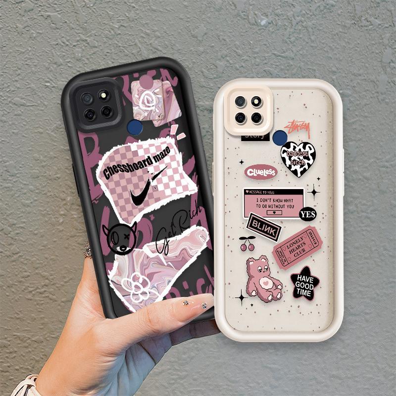 Ốp Lưng Cho Realme C12 C25 C25S C21Y C25Y C15 Narzo 30A Narzo 20 Phim Hoạt Hình Silicon Mềm Ốp lưng TPU Gấu Tình Yêu Xu Hướng Mắt Thiên Thần Chống Sốc Ốp Lưng