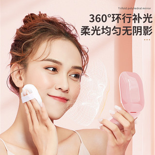 Gương trang điểm LED gấp gọn di động hai mặt phóng đại 2X 3X HD cầm tay du lịch bỏ túi có đèn