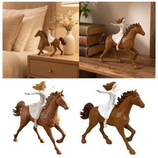 LOVIVER Ngựa Tượng Cô Gái Rider Vẽ Tay Ngựa Tượng Nghệ Thuật Nhựa Tượng Cho Người Yêu Thích Quà Tặng Sinh Nhật