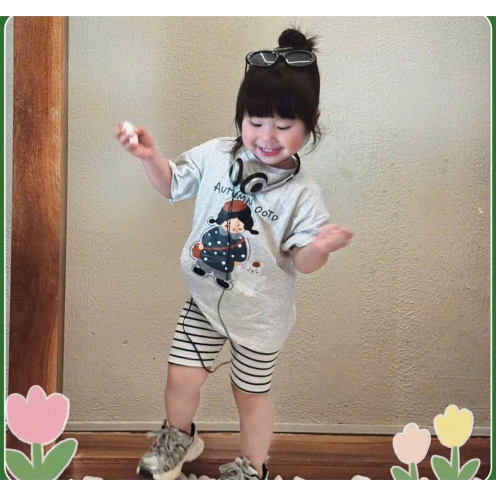 Sét Bé Gái HỌA TIẾT 4 MẪU DỄ THƯƠNG K.Kid Bộ Mùa Hè Chất Cotton Mềm Mát size 8-20kg M89