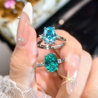 Châu Âu Mỹ ins Phong Cách Mới Nhẫn Zircon Nhiều Màu Sắc Nữ