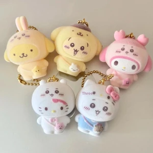 Mới Chikawa X Sanrio Mù Hộp Kawaii Dễ Thương Hello Kitty Giai Điệu Kuromi Móc Khóa Mặt Dây Chuyền Đồ Chơi Trẻ Em Quà Tặng Hachiware Usagi Momonga