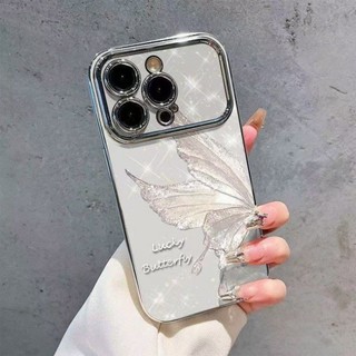 Dành Cho IPhone17 16 15 14 13 12 11 ProMaxXR XSMax 78Plus Mới màu trắng bướm lớn cửa sổ điện thoại trường hợp