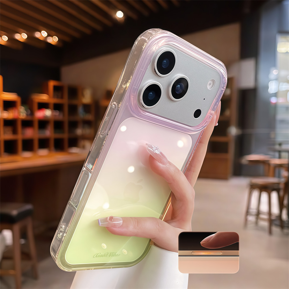 Ốp điện thoại trong suốt gradient thời trang cho iPhone 17 Pro Max 16 15 pro max Bảo vệ ống kính chống rơi Vỏ cứng bảo vệ điện thoại