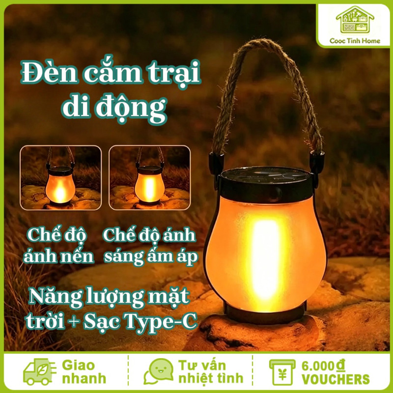 Đèn Lửa Năng Lượng Mặt Trời 800Lm - Sạc Kép Mặt Trời/USB, Tự Động, Hoàn Hảo Cho Cắm Trại & Trang Trí Sân