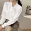 S-5XL Nữ Áo Sơ Mi Trắng Chắc Chắn Thời Trang Nữ Tay Dài Công Sở Nữ Làm Việc Rời Top Áo Sơ Mi