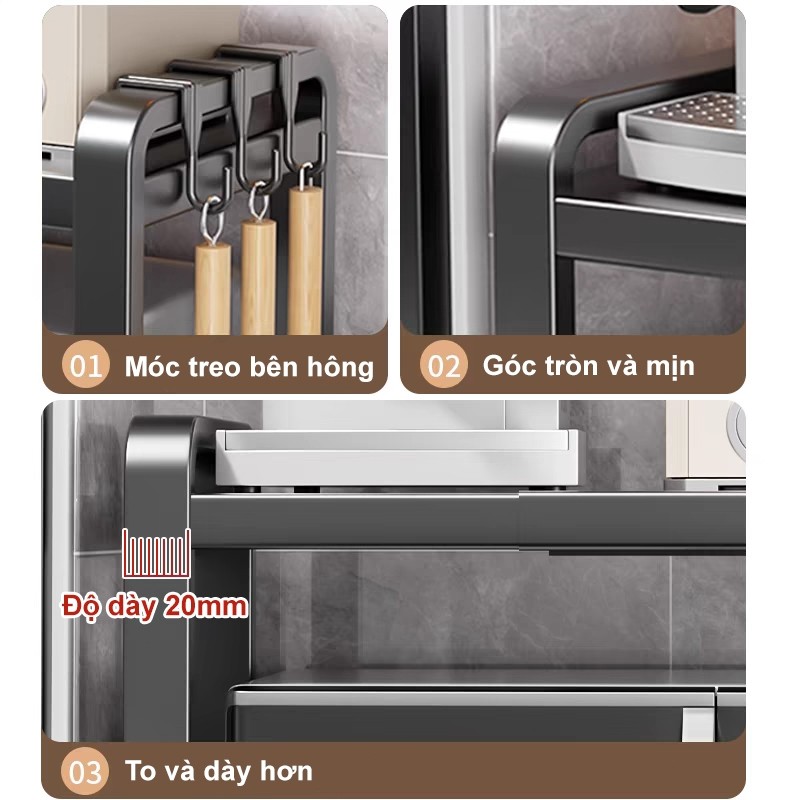 Kệ Lò Vi Sóng thép cacbon Có Thể Điều Kệ Để Lò Vi sóng nước và chịu nhiệt độ cao Kệ để đồ Đa năng