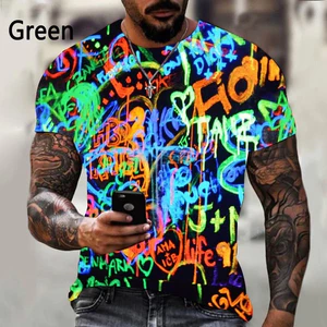 Áo Thun Nam Nữ In Hình Graffiti Neon, Style Hip Hop Thời Trang Mùa Hè