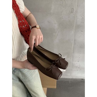 Retro Nhẹ Nhàng Nơ Thấp Gót Mềm Giày Đơn Giày Da Nhỏ Slip-On Đi Lại Lợn Miệng Giày Xuân Hè Giày Nữ Pháp