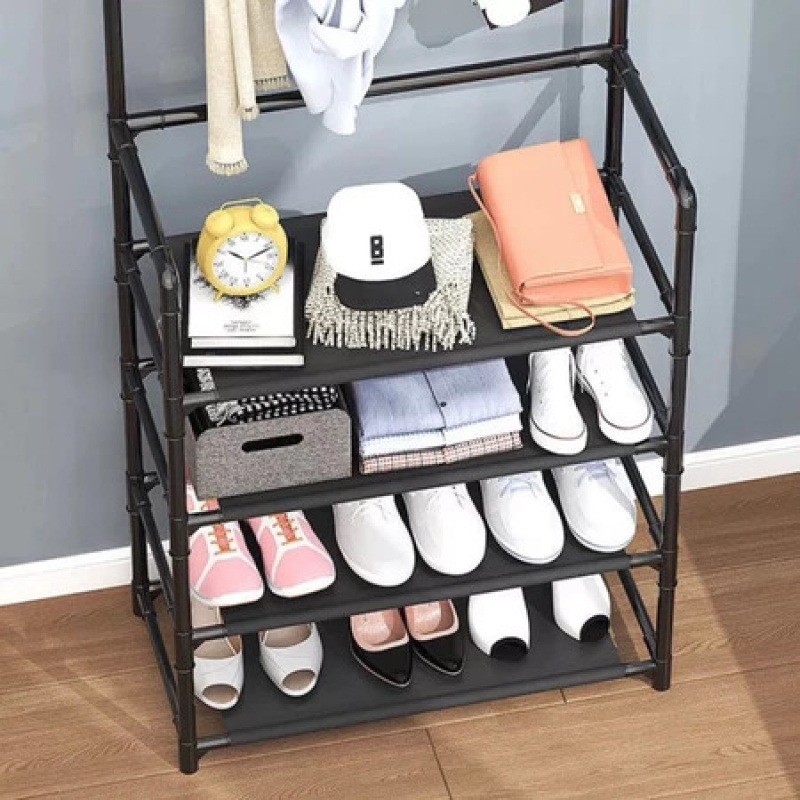 Kệ Giày Đa Năng 4–5 Tầng Khung Kim Loại Chắc Chắn Có Móc Treo – Tiết Kiệm Không Gian | BigBuy360 - bigbuy360.vn