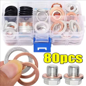 80 Cái / hộp - Bộ đệm đệm xả dầu ô tô Xe tải tự động Vòng đệm xe máy M10 M12 M14 M16 M18 Phụ tùng động cơ nhôm / đồng / cao su