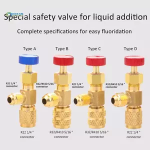 1 Cái R410A R22 Chất làm lạnh điều hòa không khí 1 / 4 "Bộ chuyển đổi an toàn Van an toàn lỏng Sửa chữa điều hòa không khí và Fluoride mới