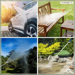 Phụ kiện máy rửa áp lực vòi tưới vườn đa năng, vòi phun áp lực cao cho vòi tưới vườn, vòi phun phản lực 2 trong 1, dễ dàng lắp đặt Màu đen
