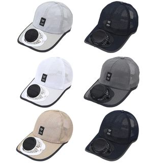 FASHIONEXPRESS Mũ quạt chạy bằng năng lượng mặt trời, Mũ bóng chày chống nắng chống tia cực tím có quạt, Thoải mái khi đeo di động Gió mạnh Unisex Mũ câu cá làm mát bãi biển