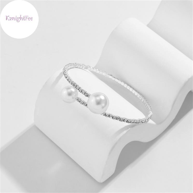Vòng tay ngọc trai và pha lê điều chỉnh được - Quà tặng thời trang cho cô dâu