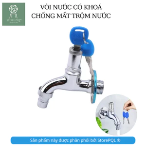Vòi nước có khóa inox 304 cho máy giặt, máy rửa xe kèm 2 chìa khóa dự phòng nước