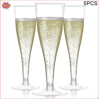 N & X 5 Chiếc Cốc Champagne Trong Suốt Dùng Một Lần Sáo Nhựa Ly Cưới Sinh Nhật Đồ Dùng Thanh Uống Cốc Kem Đỏ.