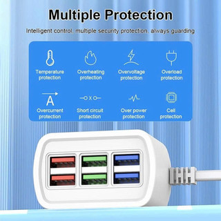 Bộ Sạc 6 Cổng USB 6U Đa Năng Sạc Nhanh Ổn Định Chống Quá Tải An Toàn Cho Điện Thoại Tablet