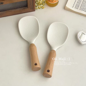 Ins Style Dọc Silicon Xẻng Cơm Hộ Gia Đình Cấp Thực Phẩm Chống Dính Thìa Cơm Không Làm Tổn Thương Lớp Lót Nồi Cơm Thìa Cơm OEJX