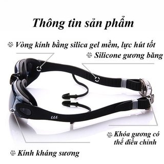 Kính bơi silicone chống mờ kèm mũ bơi và nút tai - Phù hợp cho thể thao dưới nước