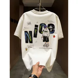Áo Thun Nam In Chữ Nice Cotton 100% Phông Rộng Thoáng Mát Phong Cách Streetwear Hè