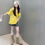 Áo thun ngắn tay màu vàng cho bé gái Mùa hè Phong cách mới Áo quây in hình ngôi sao trẻ em