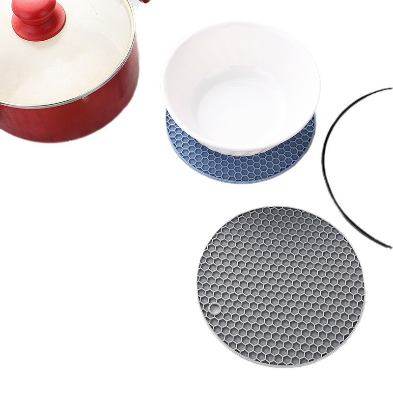 ((Màu ngẫu nhiên) Tấm lót silicon tổ ong tròn 1 miếng Thảm chống bỏng chống trượt Tấm cách nhiệt Nồi Thảm trải bàn silicon Dễ dàng làm sạch Tính khí cao