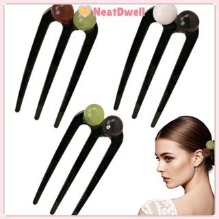 [Giao hàng từ Việt Nam] Phụ kiện tóc NETDWELL, Kẹp tóc hình chữ U đính cườm ba răng, Hộp đựng tóc đĩa thịt viên cổ điển bằng nhựa chắc chắn