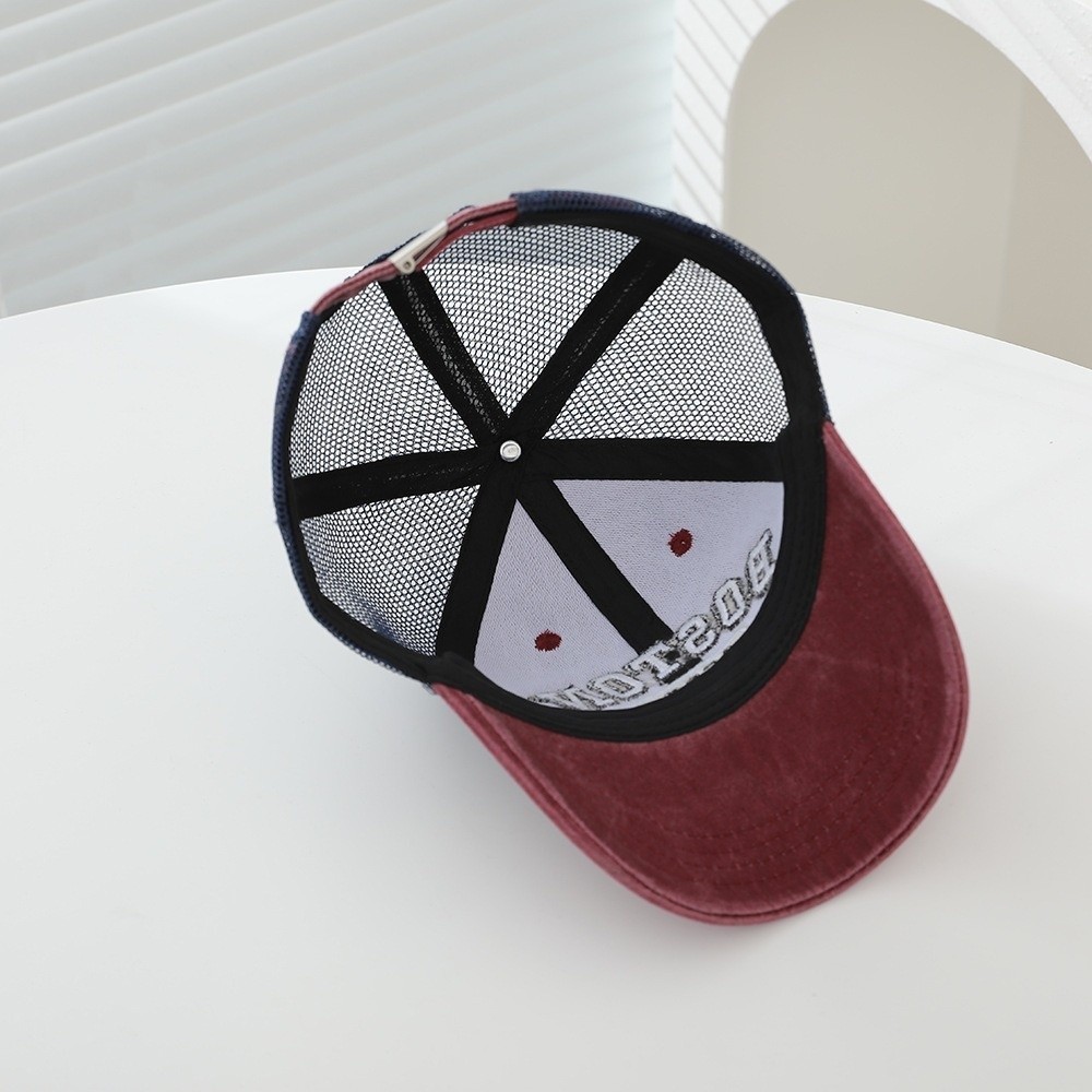 Mũ bóng chày cho bé HOBBYIN, Mũ Snapback thêu chữ thoáng khí cho trẻ em, Chống nắng thời trang Vintage Chắp vá lưới Mũ chống nắng mùa hè