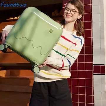 FOUNDTWO Hộp đựng đồ nội trú 18 Inch, Vali hành lý du lịch hình vuông kem, Túi hành lý lăn Cabin đơn giản Hộp du lịch đa chức năng Hộp du lịch mật khẩu Xe đẩy du lịch