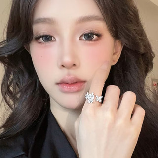 Nhẫn Siêu Sáng Bóng Bướm Kim Cương Nhẫn Phong Cách Hàn Quốc Ánh Sáng Sang Trọng Tinh Tế Thời Trang Cao Cấp Bốn Lá Hoa Mở Nhẫn Có Thể Điều Chỉnh