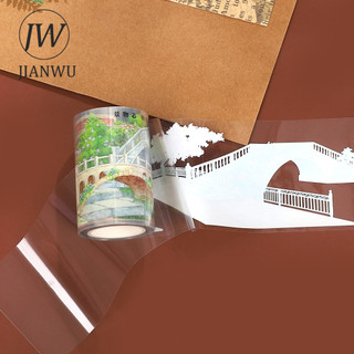 JIANWU 60mm * 5m Vintage Bridgeside Plant Hoa Phong Cảnh Chất Liệu Cắt Băng Thêu Sò PET Sáng Tạo DIY Tạp Chí Văn Phòng Phẩm