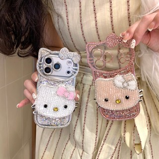 17promax Ốp Lưng Sang Trọng 3D Bling Hello Kitty Cho iphone 17 16 15 14 13 Pro Max 16promax 17pro 16pro 15pro 14pro Vỏ Điện Thoại Full Kim Cương Giả & Lấp Lánh Vỏ Bảo Vệ Chống Sốc