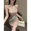Mùa Hè Phong Cách Mới Gợi Cảm Ngọt Ngào Cay Cầu Vồng Sọc Dây Ôm Hơn