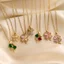 Cao Cấp Ánh Sáng Sang Trọng Full Kim Cương Micro-Ind Zircon Ngọc Lục Bảo Bốn Phá Hoa Vòng Cổ Nữ Mạ Đồng Thật Vàng Mặt Dây Chuyền ins Phong Cách