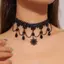 AqToCna Gothic Punk Ren Gợi Cảm Pha Lê Pendent Nelace Cho Nữ Thanh Thiếu Niên Bé Gái Đinh Tán Cổ Hoa Nelace Ro Trang Sức Quà Tặng Tiệc AqToCna