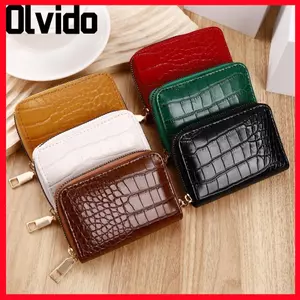 Ví ngắn OLVIDO, Túi đựng thẻ nhiều khe cắm họa tiết bằng đá Mini, Hộp đựng thẻ ví đựng tiền xu PU dung lượng lớn thời trang đa chức năng