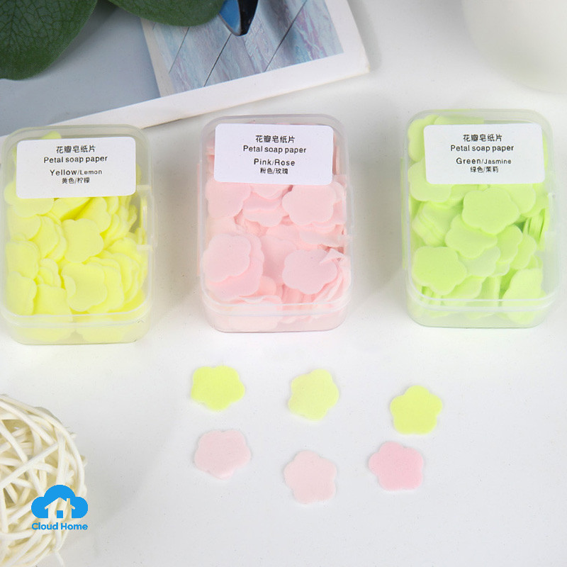 🌤️COD🌤️Hộp Xà Phòng Giấy Rửa Tay Hình Bông Hoa Nhỏ Dễ Thương Dùng Một Lần Tiện Lợi, Nhỏ Gọn
