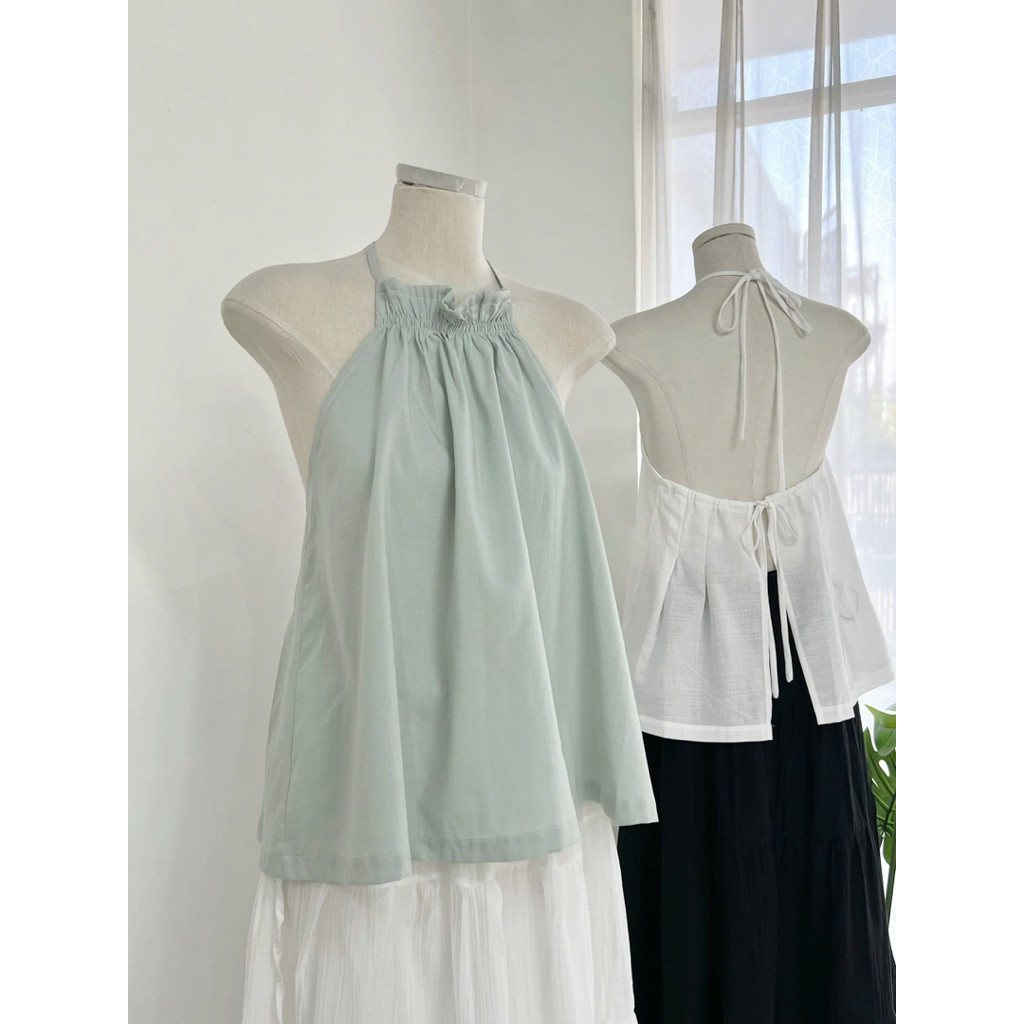 EVY TOP- ÁO YẾM HỞ LƯNG EVY LINEN – NHẸ NHÀNG, NỮ TÍNH CHO MÙA HÈ Mya House