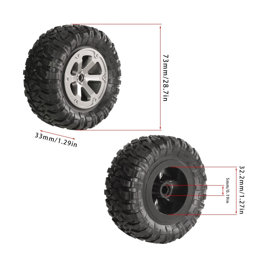4 Bánh xe RC cao su 75mm 5mm Hex MN99S cho MN98 MN82, WPL C24-1 B36 D12 C64 D74-1 Nâng cấp xe địa hình, Lốp RC hiệu suất cao